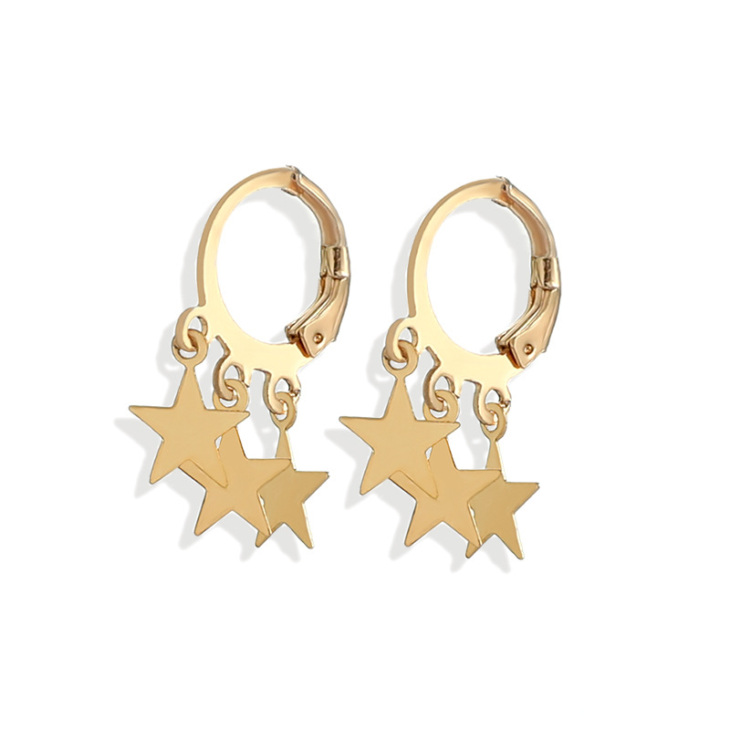 速发Fashion temperament short star round buckle earring fema 饰品/流行首饰/时尚饰品新 其它首饰 原图主图