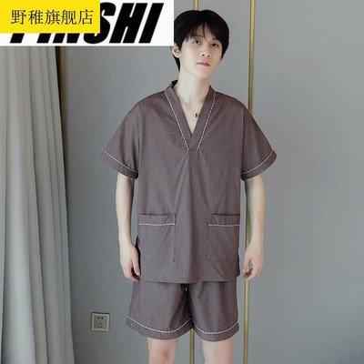 2022新款苎麻汗蒸服女桑拿服洗浴中心大码浴T服200斤男款
