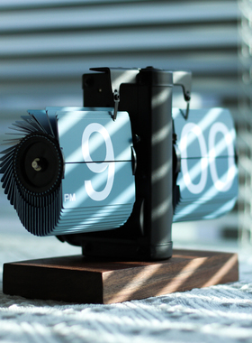 翻页自动峰lzf数字创意远电子座钟时钟蓝色复古机械个性简约