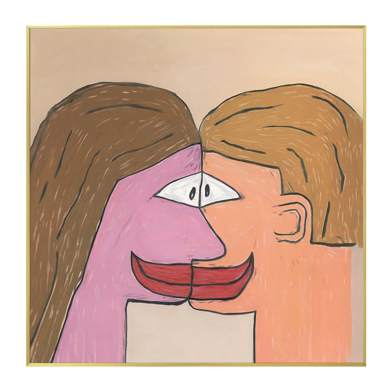 「和你黏在一起」人物客厅装饰画咖啡馆挂画样板间展厅艺术画订制