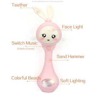 Rabbit Music 推荐 Toys Flashing Rattle Teether Baby Hand Bell