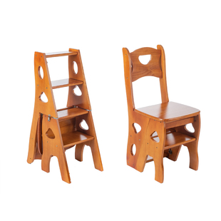 美式 实木可变形四层多功能折叠梯椅室内登高爬梯子木梯二步三步梯