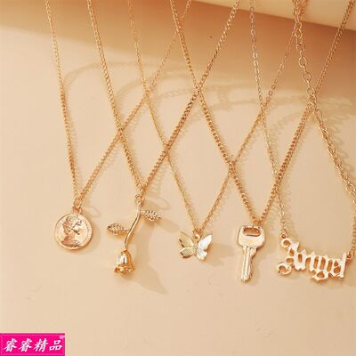 极速European American Simple Multilayer Necklace 6pcs/set 女