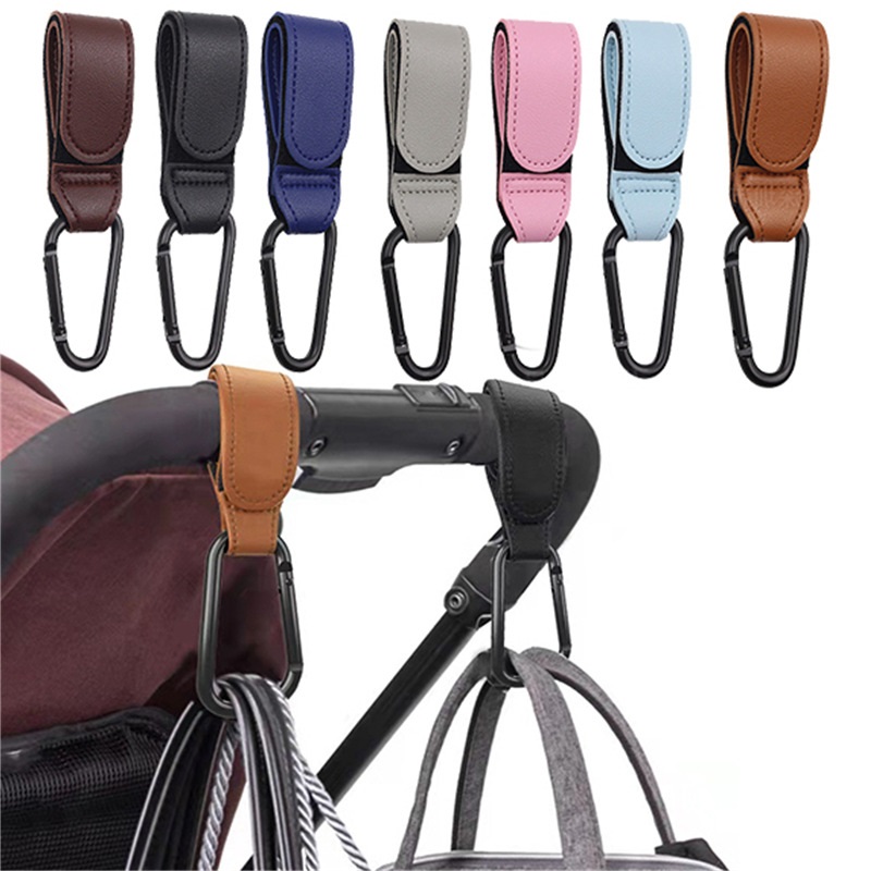 速发1/2pcs PU Leather Baby Bag Stroller Hook Pram Rotate 360