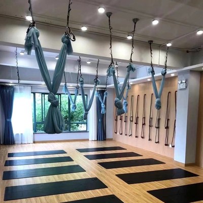 空中瑜伽吊床瑜伽馆用高空吊绳微弹无拼接训练吊床固定盘配件套装
