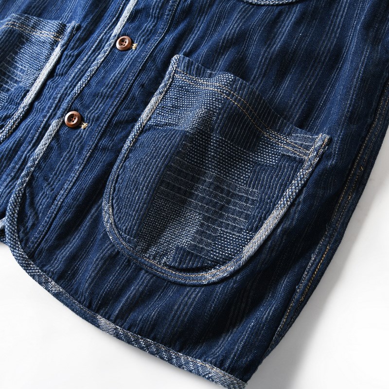 纯棉水洗复古包边撞色牛仔马甲背心男士宽松休闲秋季V领坎肩外套