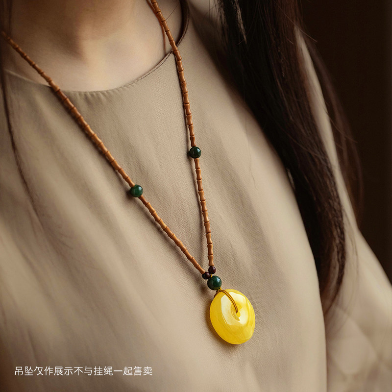 吊坠挂绳翡翠和田玉坠挂绳橄榄核小竹节项链绳蜜蜡玛瑙毛衣链配绳