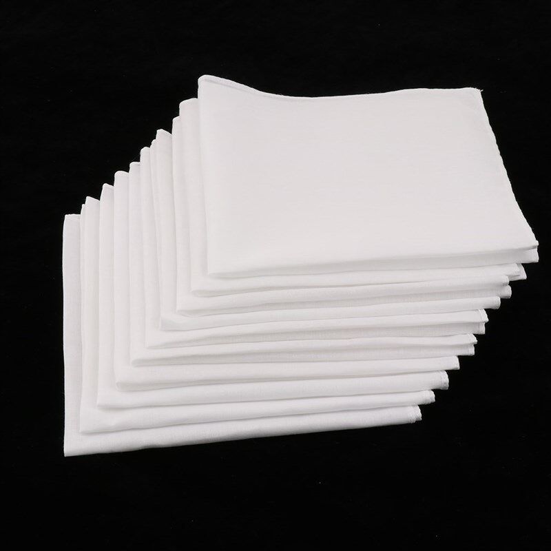 10pcs  Cotton White Handkerchiefs  Square Super Soft Was