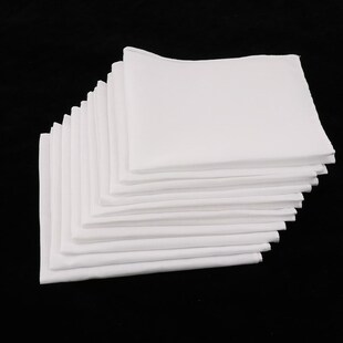 10pcs Cotton White Handkerchiefs Square Super Soft Was