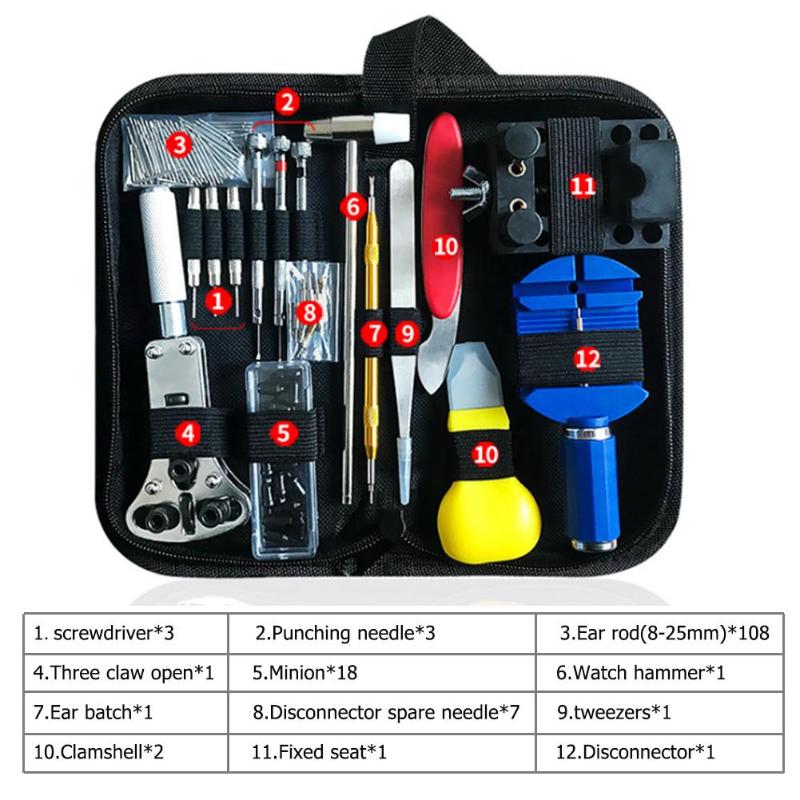 极速147pcs Watch Repair tool Kit Watch Link Pin Remover Case