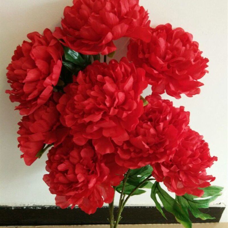 工厂销仿真牧丹花塑料花3头5头大牡丹室内假花绢S花客厅摆件落地