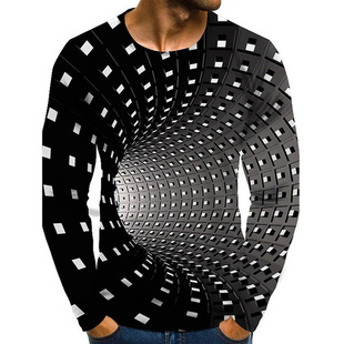 极速2021 Optical Men Shirt Plus Size Illusion Graphic