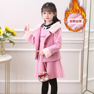 女童秋冬外套2021新款洋气套装潮儿童冬季童装连衣裙女孩加厚冬裙