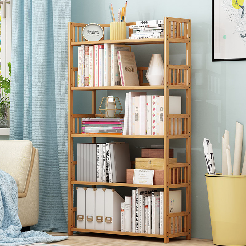 简易儿童书架置物架子落地家用学生卧室书柜多层桌上收纳层架办公