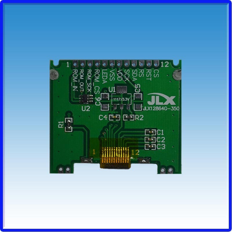 12864G-350-PC,12864点阵液晶屏,带中文字库,3.3V/5V可选,串口