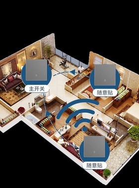 灰色遥控开关无线智能灯面板免布线2D20V灯开关家用双控远程随意