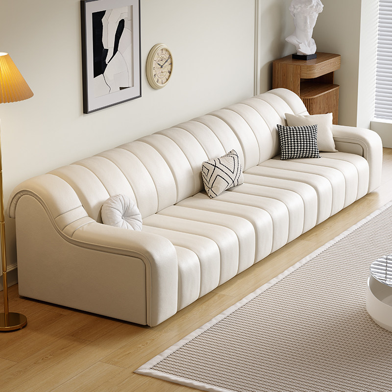 意式极简头层真皮钢琴键电动伸缩直e排沙发床客厅大小户型沙发组