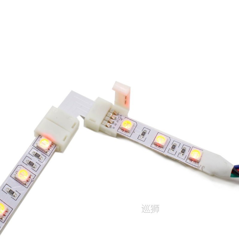 10mm 4 Pin L shape led rgb connector For connecting corner r