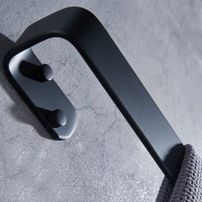 Towel Bar Black Space Aluminum Wall Mounted Single Washroom