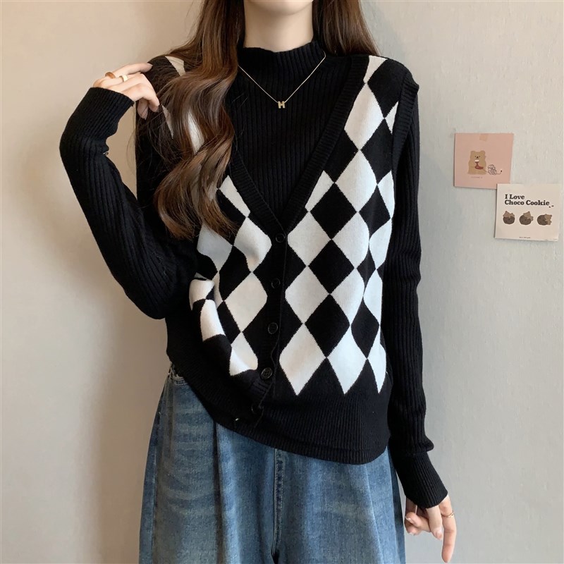 哺乳装春a秋毛衣时尚辣妈款外出显瘦假两件产后针织小个子哺乳上