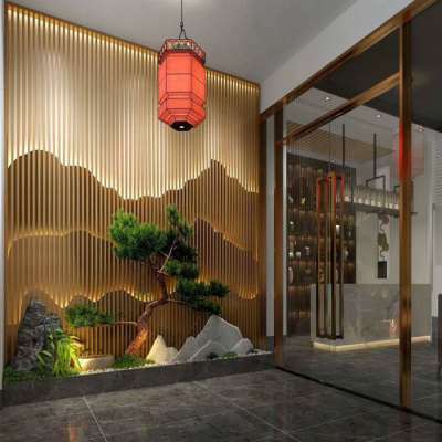 工厂销新品定假不锈n钢屏风珊断国画制山酒店公司客厅大R堂格隔背