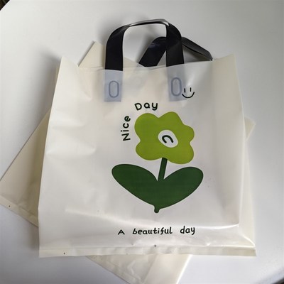 加大号米白色化妆品手提袋定制服装店手提袋子装衣服的塑料购物袋