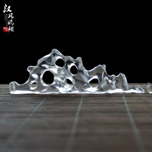 古法琉璃小山笔架筷子架茶匙架茶宠摆件镇纸P禅意礼品琉璃工艺品