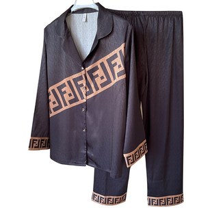 情侣睡衣春秋新款冰丝长袖男女士大码高级感可外穿家居服套装薄款