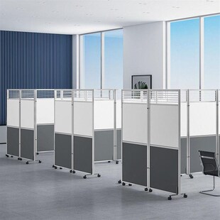 办公室移动屏风隔断白色可折叠推拉门简易工厂车间带轮活动隔断板