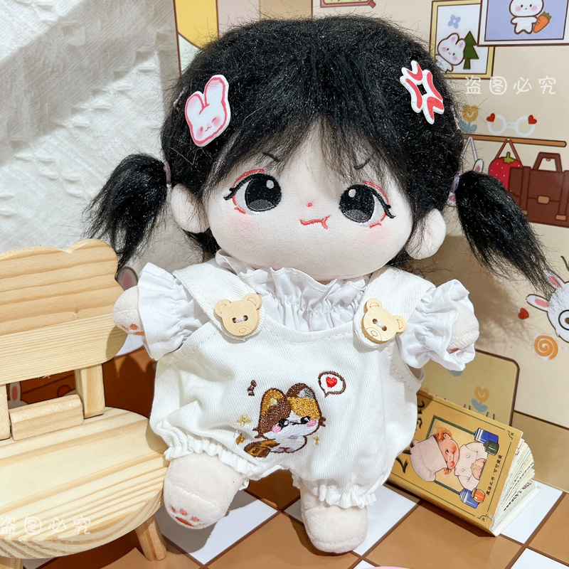 棉花娃娃衣服20cm现货白衬衣可z爱背带裤套装20厘米公仔换装胖胖