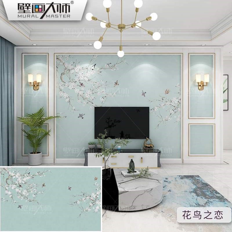 壁画墙壁花鸟卧室新纸壁布影视中式现代墙布背景简约客厅电视墙纸