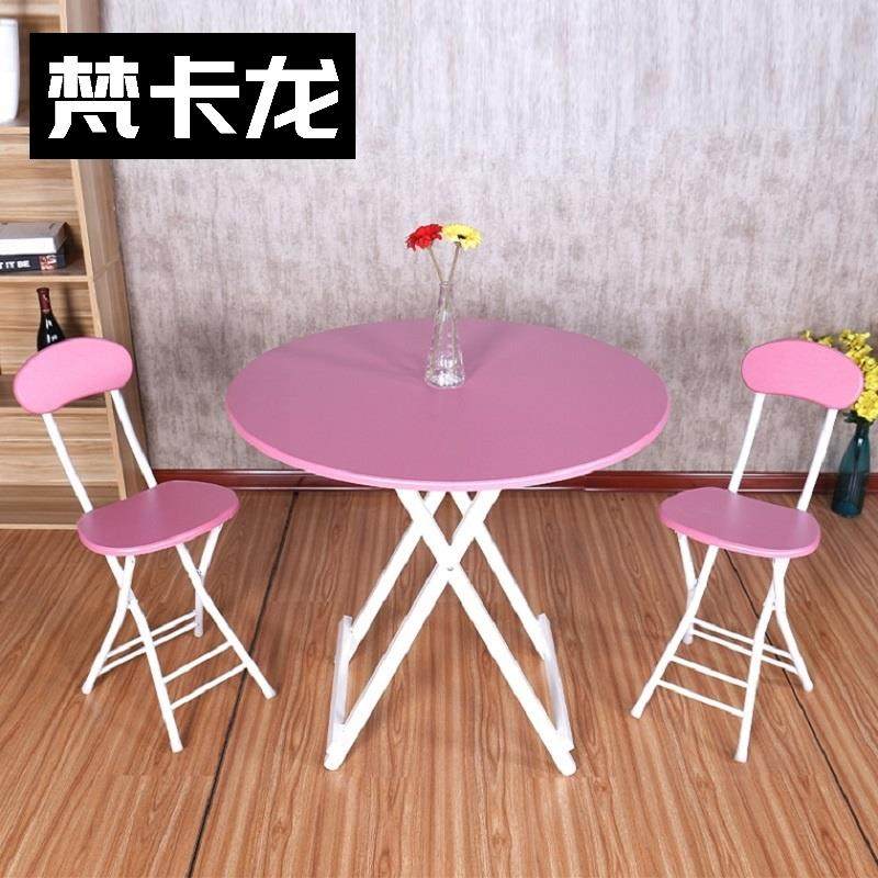 家用折叠桌60cm可携式吃饭桌子70高脚高腿J小圆桌80*74圆形收纳家 - 实物图