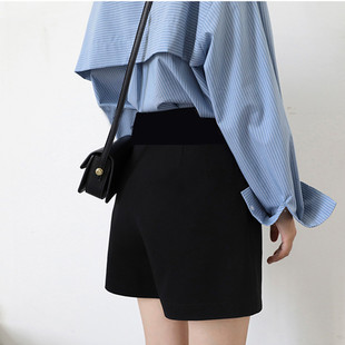 短裤 春秋辣妈a字直筒外穿托腹西裤 夏装 宽松阔腿裤 子 新款 孕妇西装