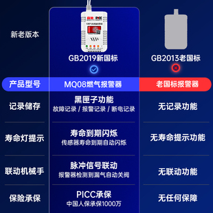 瓦斯防泄漏警报器家用漏气切断装 置厨房饭店检测保护可紧急带警报