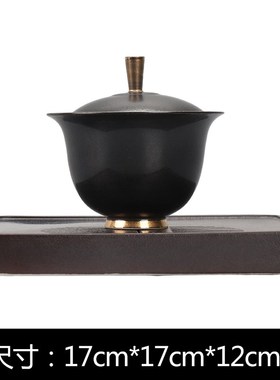 新中式创意e样板间陶瓷盖碗托盘茶具茶道茶室茶几客厅软装饰品摆