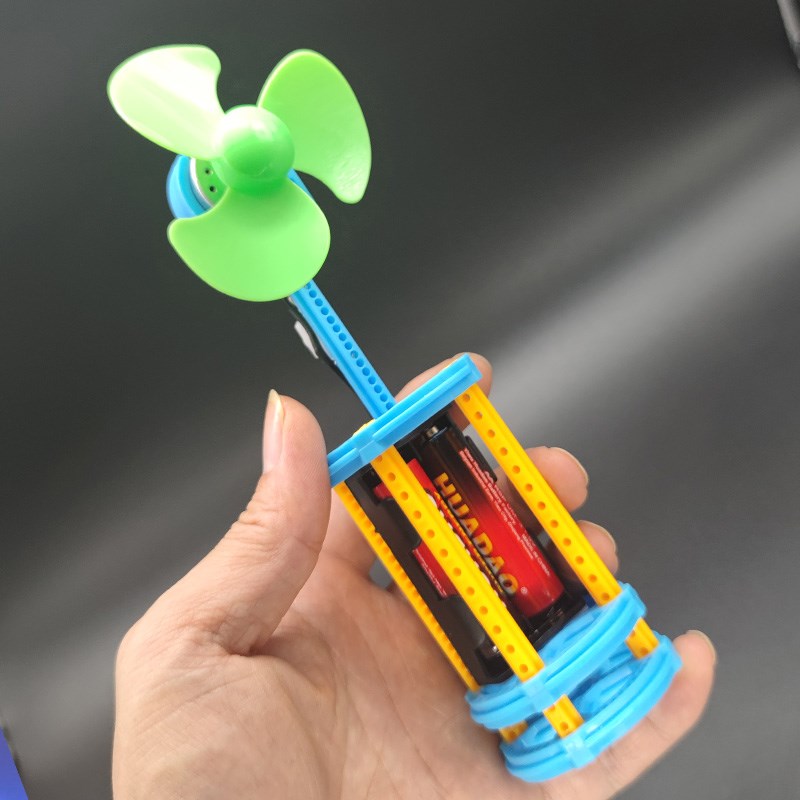 手持小风扇 塑料积木创意搭建DIY手工玩具科技小制作儿童学生拼装