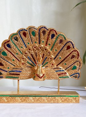 东南亚风格摆件孔雀开屏创意家居装饰品泰国客厅茶室玄关创意摆件