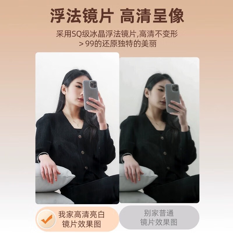 奶油风全身镜落h地镜家用女生卧室网红穿衣镜拱形超白玻璃试衣镜