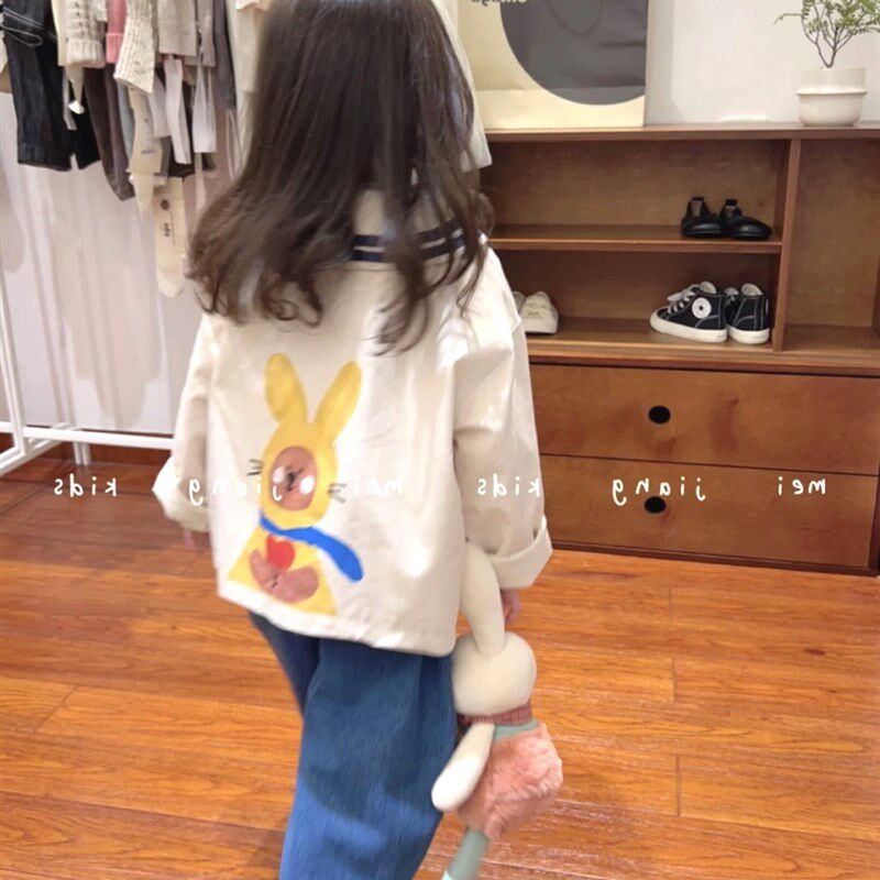 新品女童风衣外套2024秋季新款中小童短款外套洋气女宝宝学院风夹