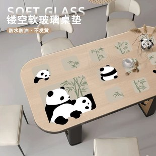 圆角餐桌垫透明印花软玻璃防水防油免洗桌布长方形茶几桌面保护垫