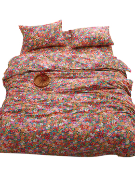 红色 秋冬被套单件100全棉被罩学生150x200x230双人田园文艺