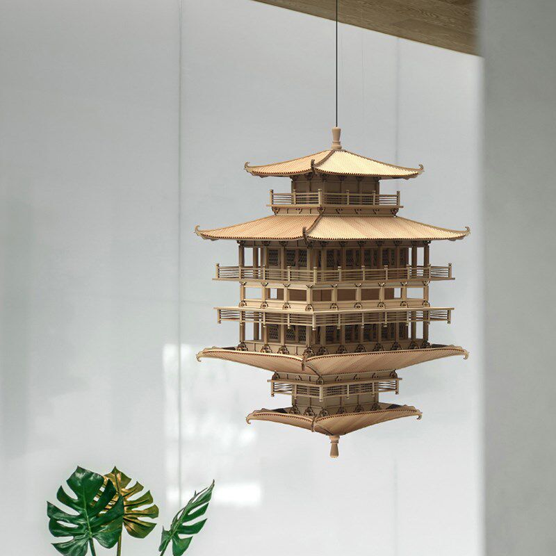 日式新中式金阁寺古建筑模型成品榫卯手工实木镜像木质售楼处摆件