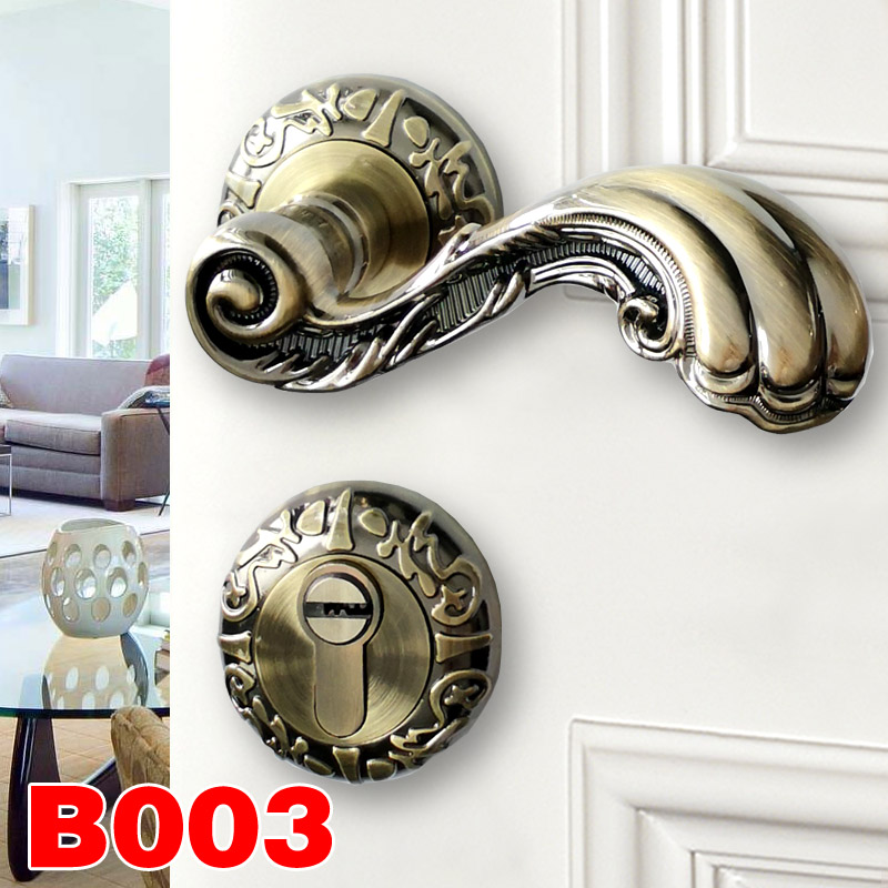 锁具把手青欧式实木门锁锁古铜仿古门门磁吸卧室静音室内锁房分体