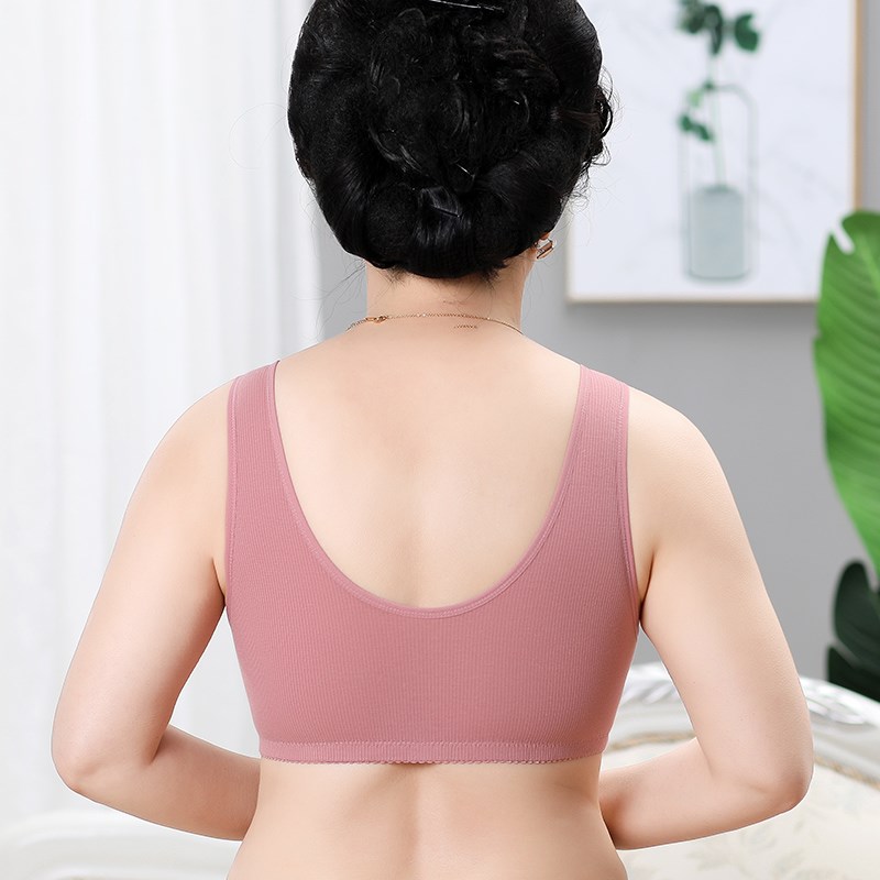 老人文胸中老年内衣女妈妈前扣胸罩大码加厚聚拢乳罩2024秋冬