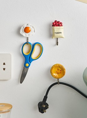 3d美食亚克力强力挂钩厨房门后卫生间墙壁浴室无痕贴墙面装饰品