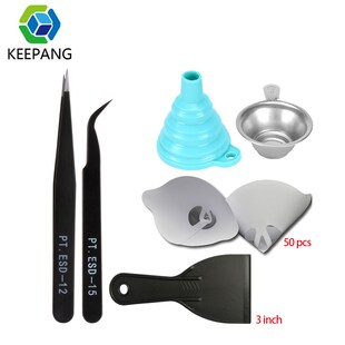 50Pcs Paper SLA Funnel New Metal UV Resin Filter Cup+Silicon