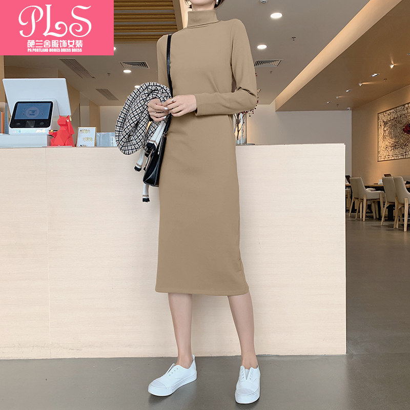 春秋新款韩版纯棉高领修身加长款长袖体恤纯色休闲打底连衣裙女装,女装/女士精品,连衣裙,淘宝优惠券,粉丝福利购,淘宝优惠卷