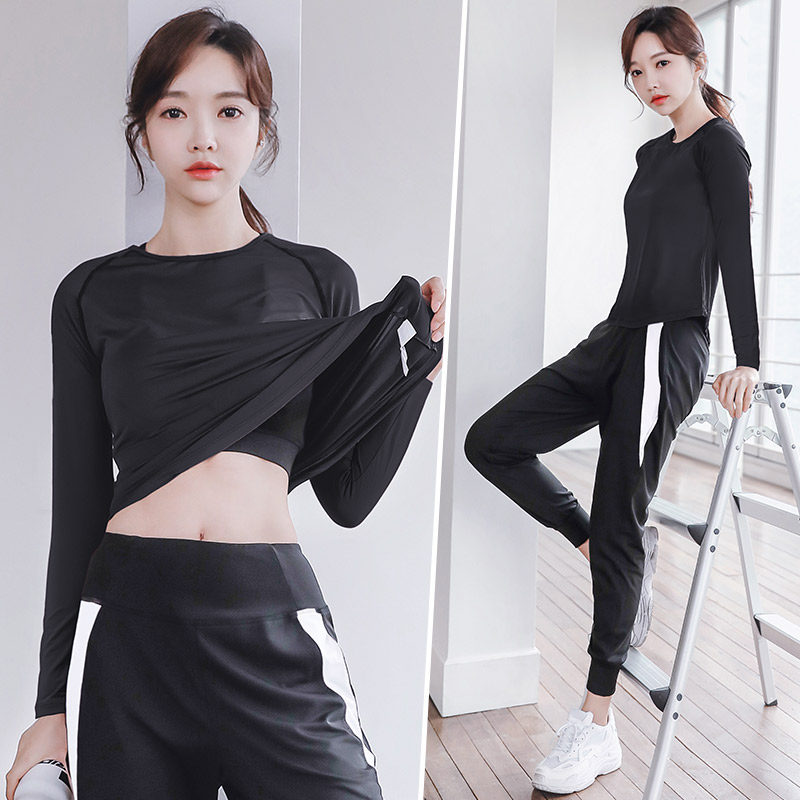 瑜伽服套装女秋冬季速干大码健身房晨运动跑步健身服2021新款