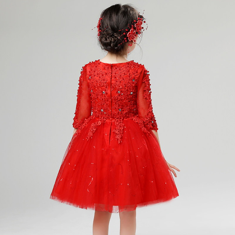儿童礼服公主裙女童晚礼服红色小花童婚纱生日蓬蓬裙走秀演出服秋,童装/婴儿装/亲子装,儿童礼服,淘宝优惠券,粉丝福利购,淘宝优惠卷