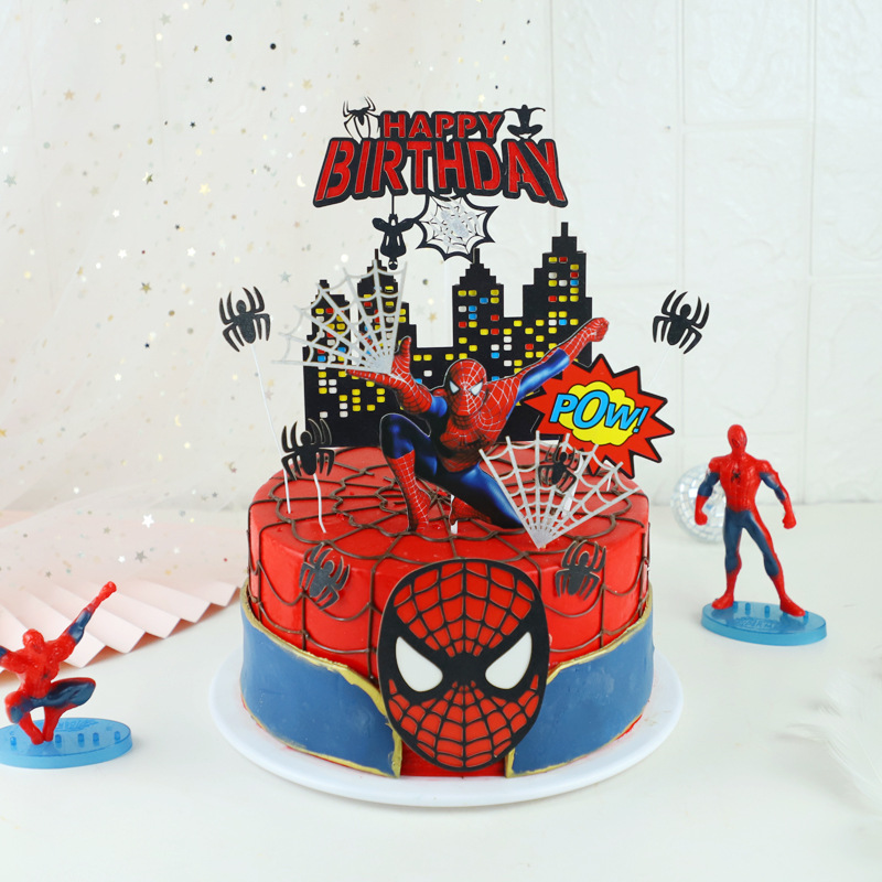 网红1set Spiderman Theme Cake Toppers for Birthday Party Sup